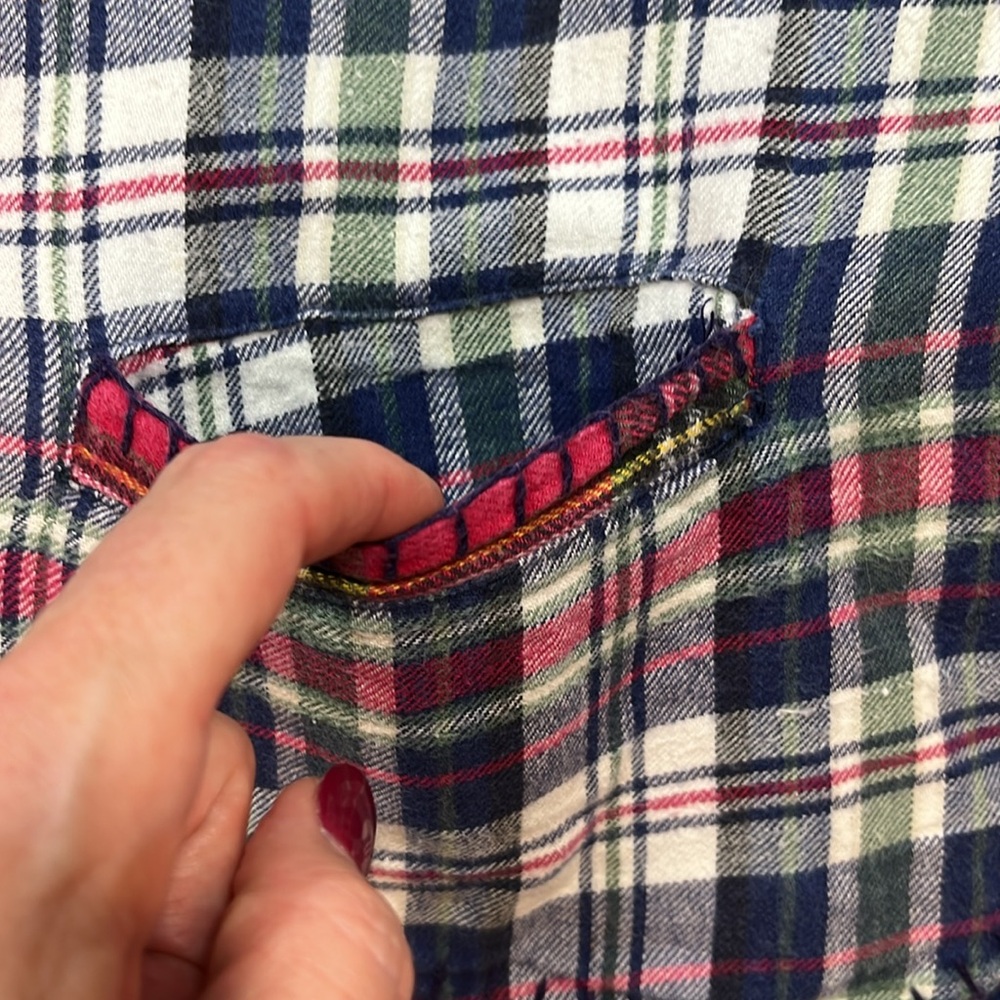 Patchwork Holiday Plaid Flannel Button Vest V Nec… - image 5